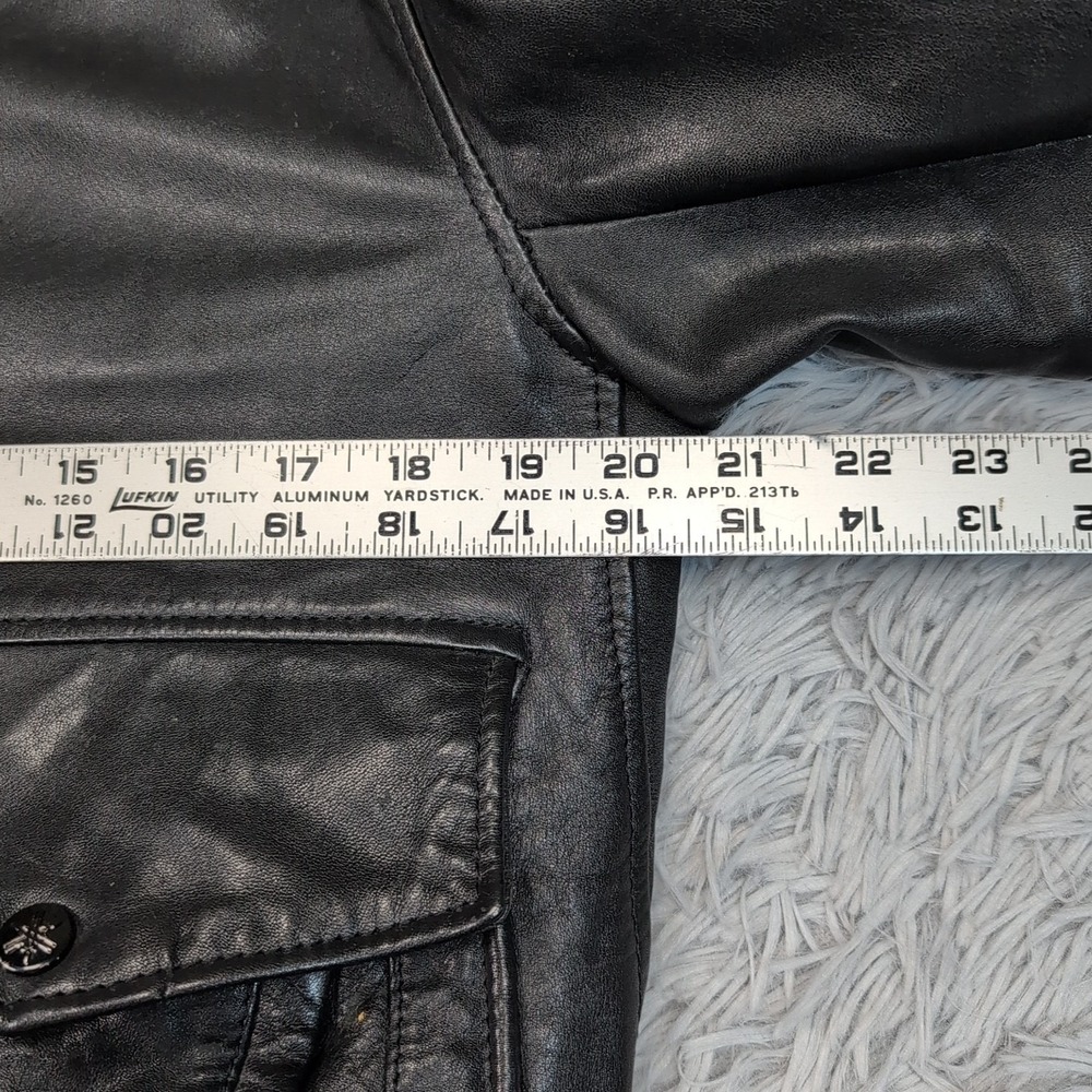 Vintage Yamaha Jacket Mens 38 Black Leather Softshell Moto Elbow Padded Zip Up - Picture 3 of 16